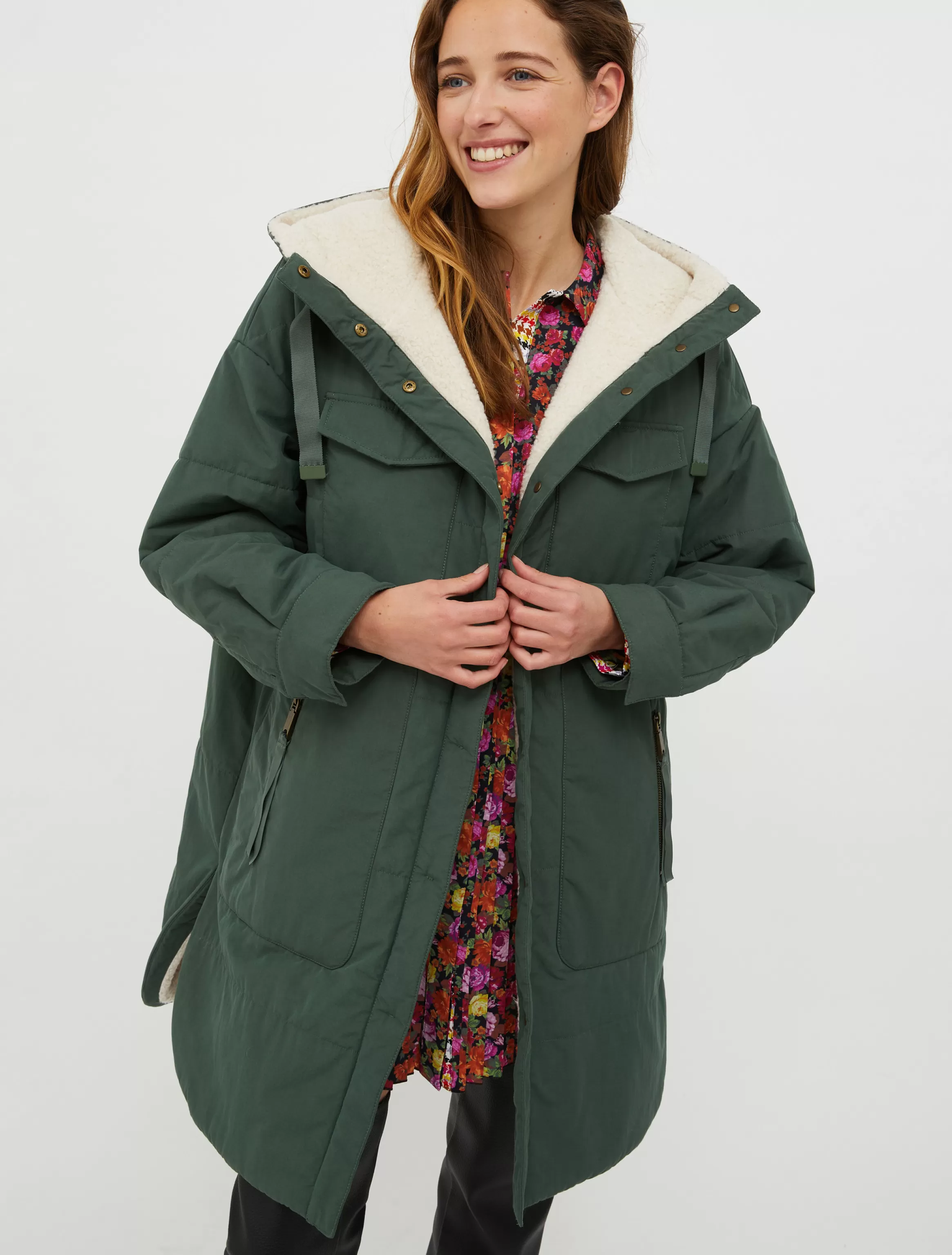 Hooded brushed-cotton parka*Max&Co Best Sale